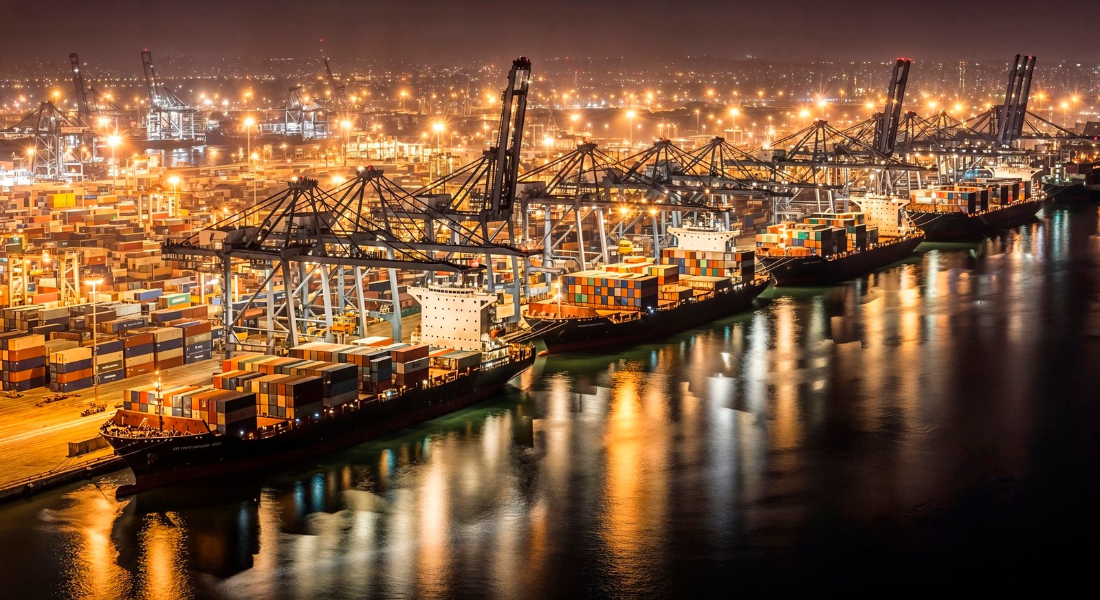 Container ships at an international port