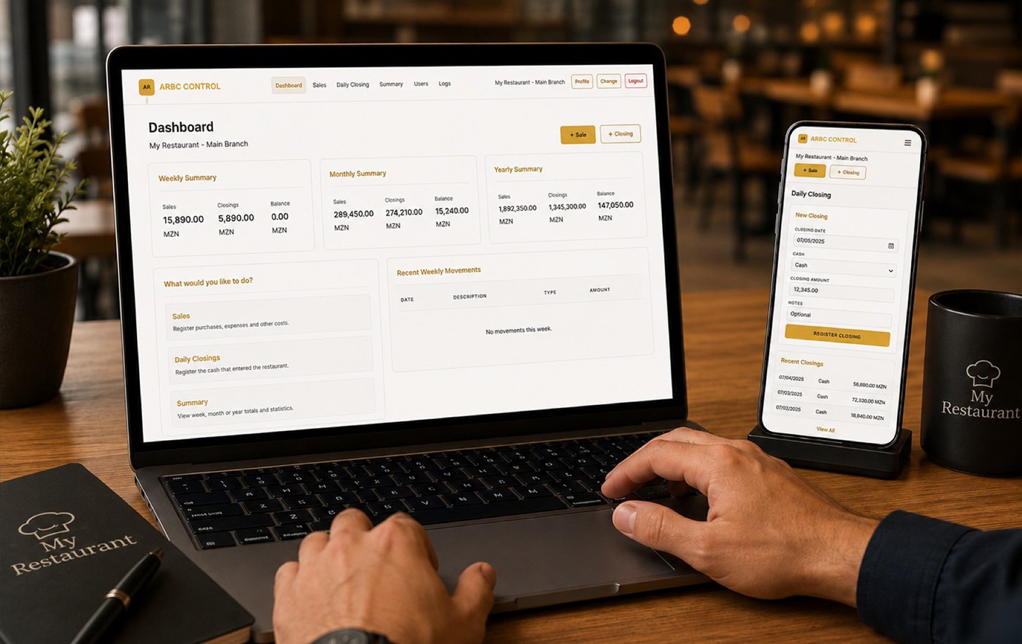 Restaurant Management displayed across responsive devices