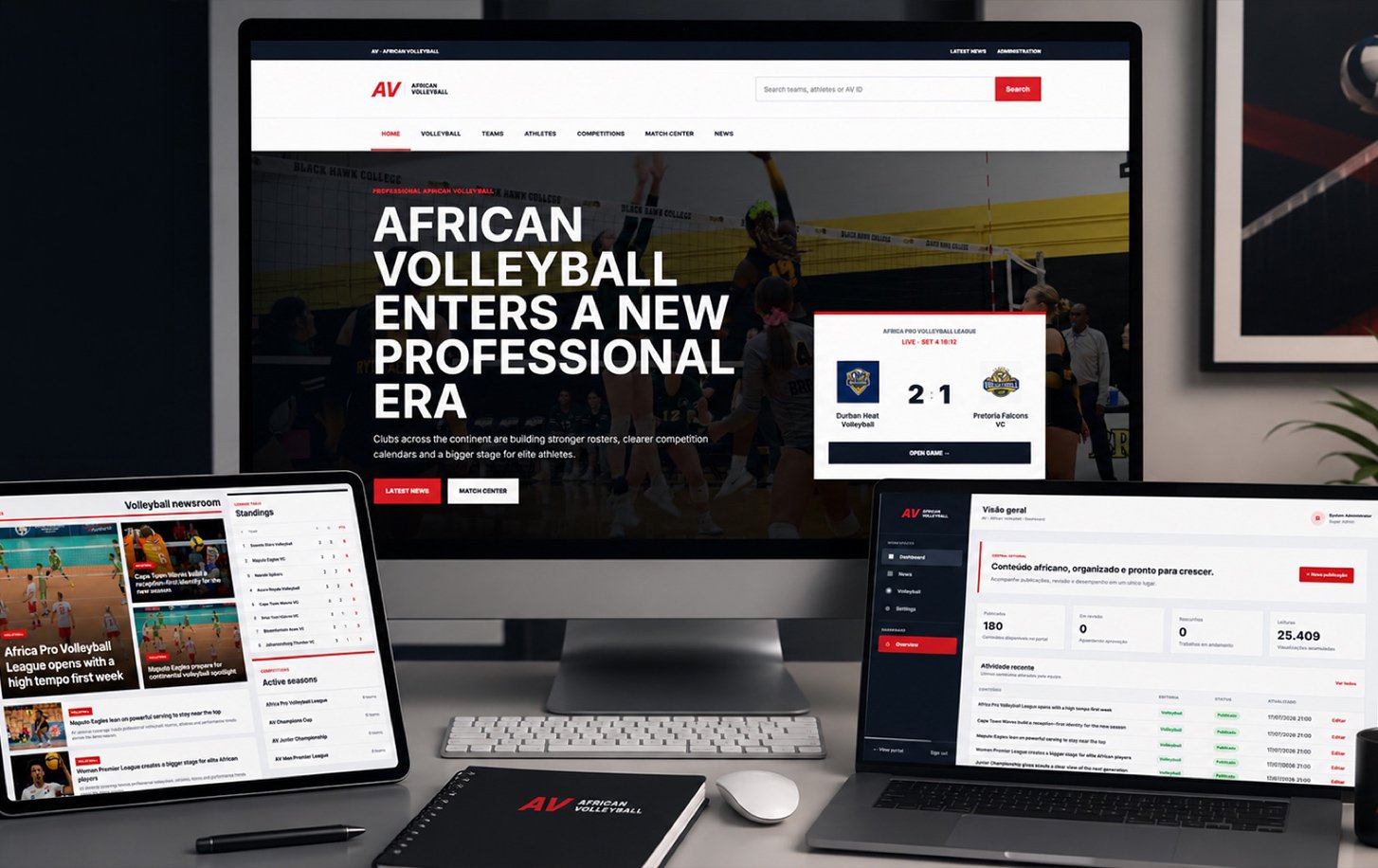 Sports Management Portal displayed across responsive devices